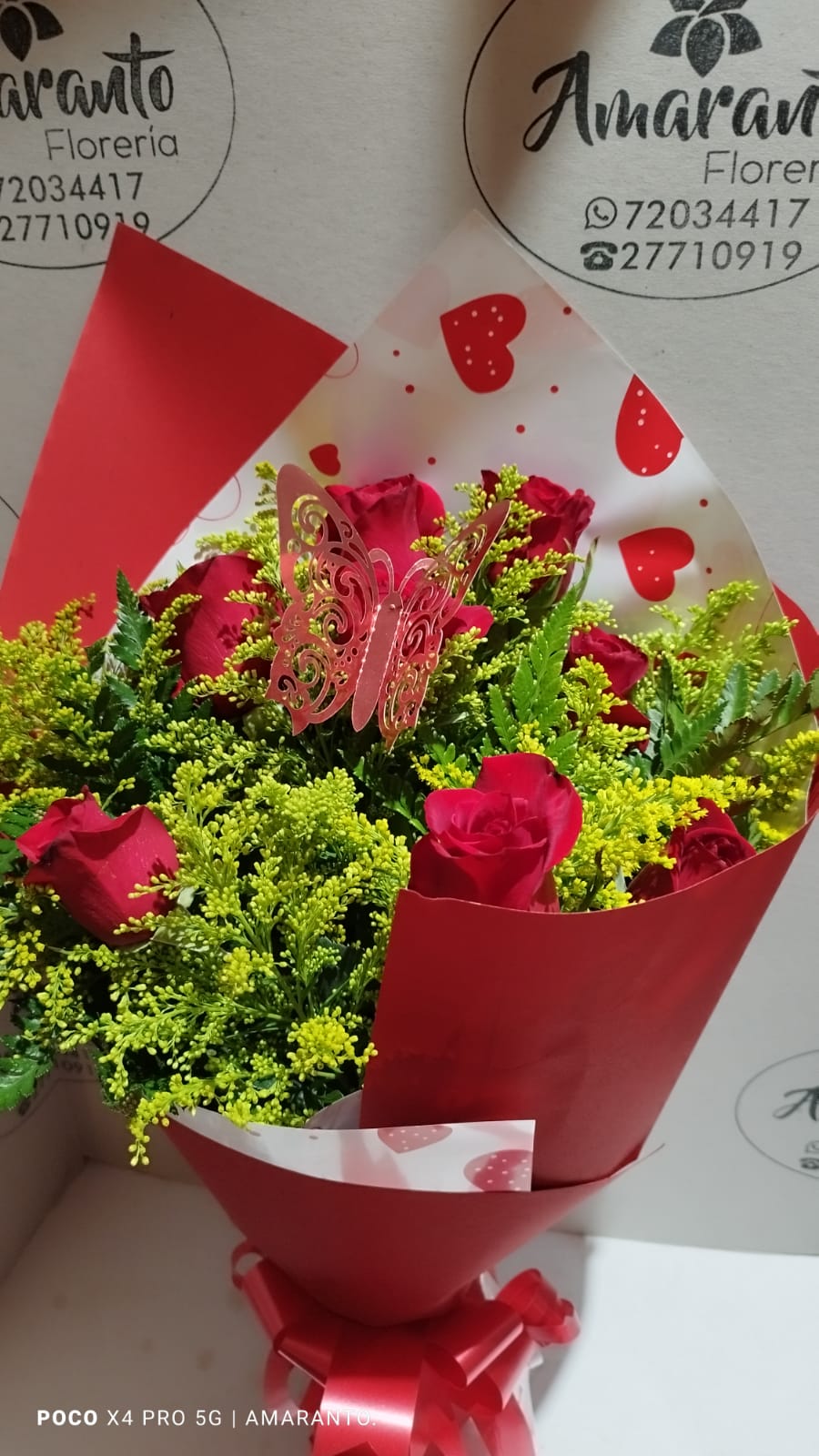 Ramo de rosas elaborado en Amaranto Florería
